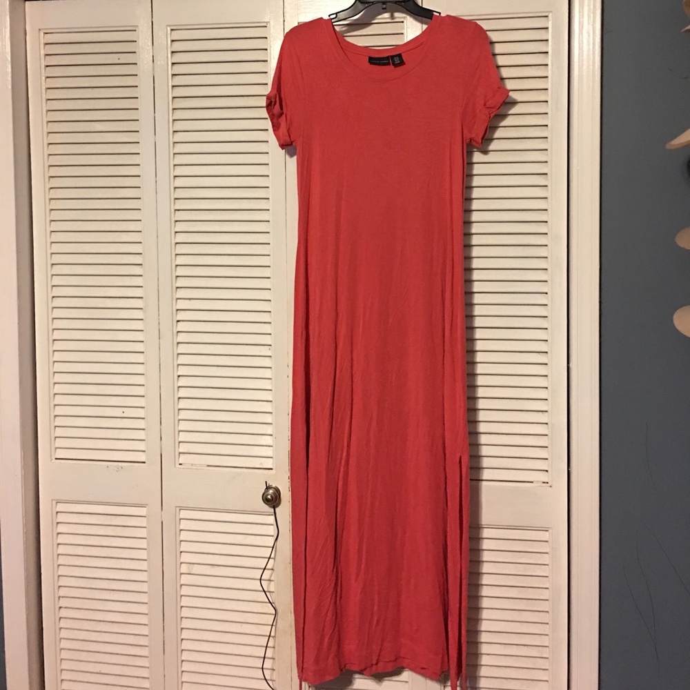 EUC Coral Ankle Length slit side‎ dress